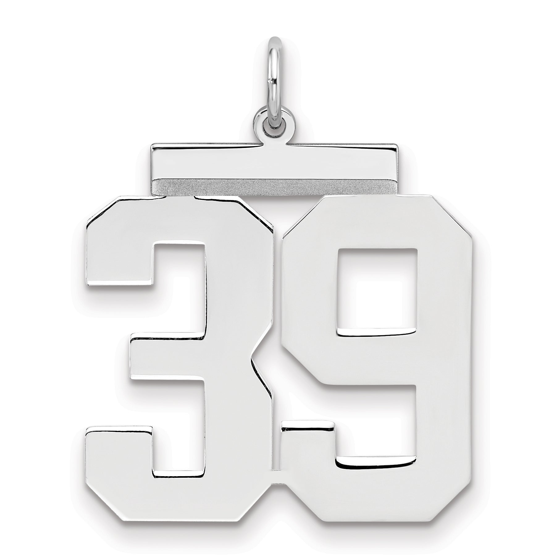 Sterling Silver Silver/Rhodium-Plated Polished Number 39 Charm