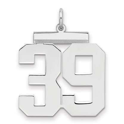 Sterling Silver Silver/Rhodium-Plated Polished Number 39 Charm