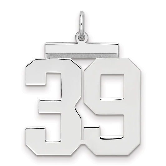 Sterling Silver Silver/Rhodium-Plated Polished Number 39 Charm