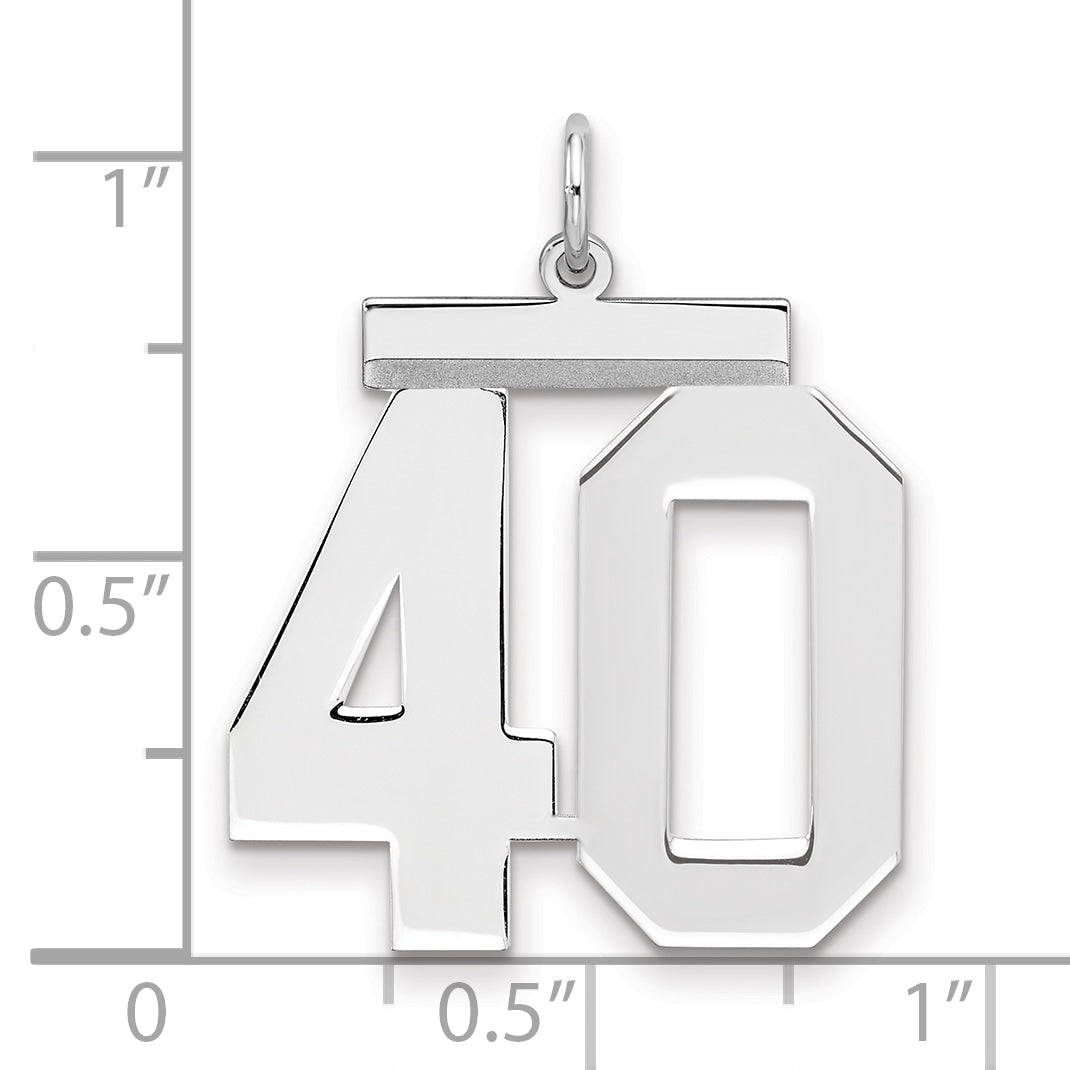 Sterling Silver Silver/Rhodium-Plated Polished Number 40 Charm