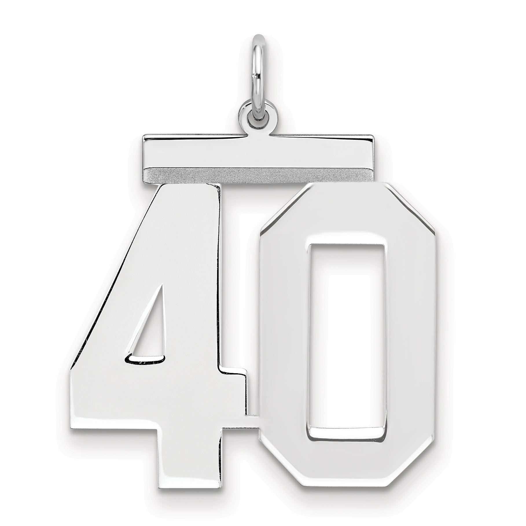 Sterling Silver Silver/Rhodium-Plated Polished Number 40 Charm