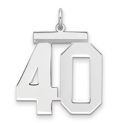 Sterling Silver Silver/Rhodium-Plated Polished Number 40 Charm