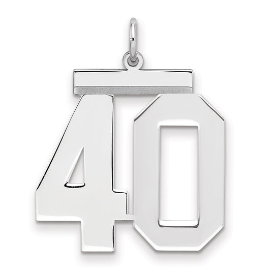 Sterling Silver Silver/Rhodium-Plated Polished Number 40 Charm