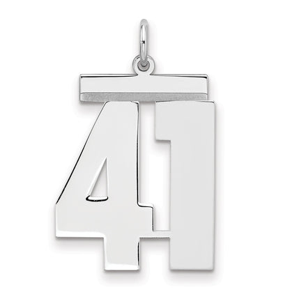 Sterling Silver Silver/Rhodium-Plated Polished Number 41 Charm