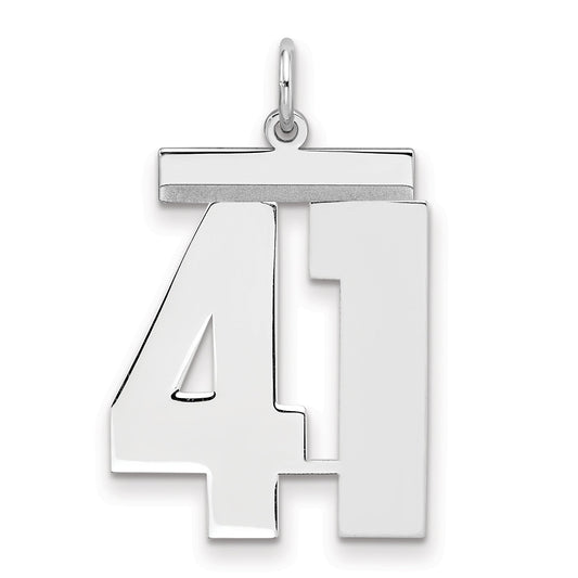 Sterling Silver Silver/Rhodium-Plated Polished Number 41 Charm