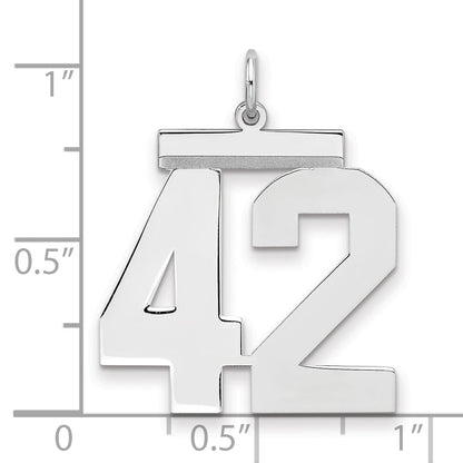 Sterling Silver Silver/Rhodium-Plated Polished Number 42 Charm