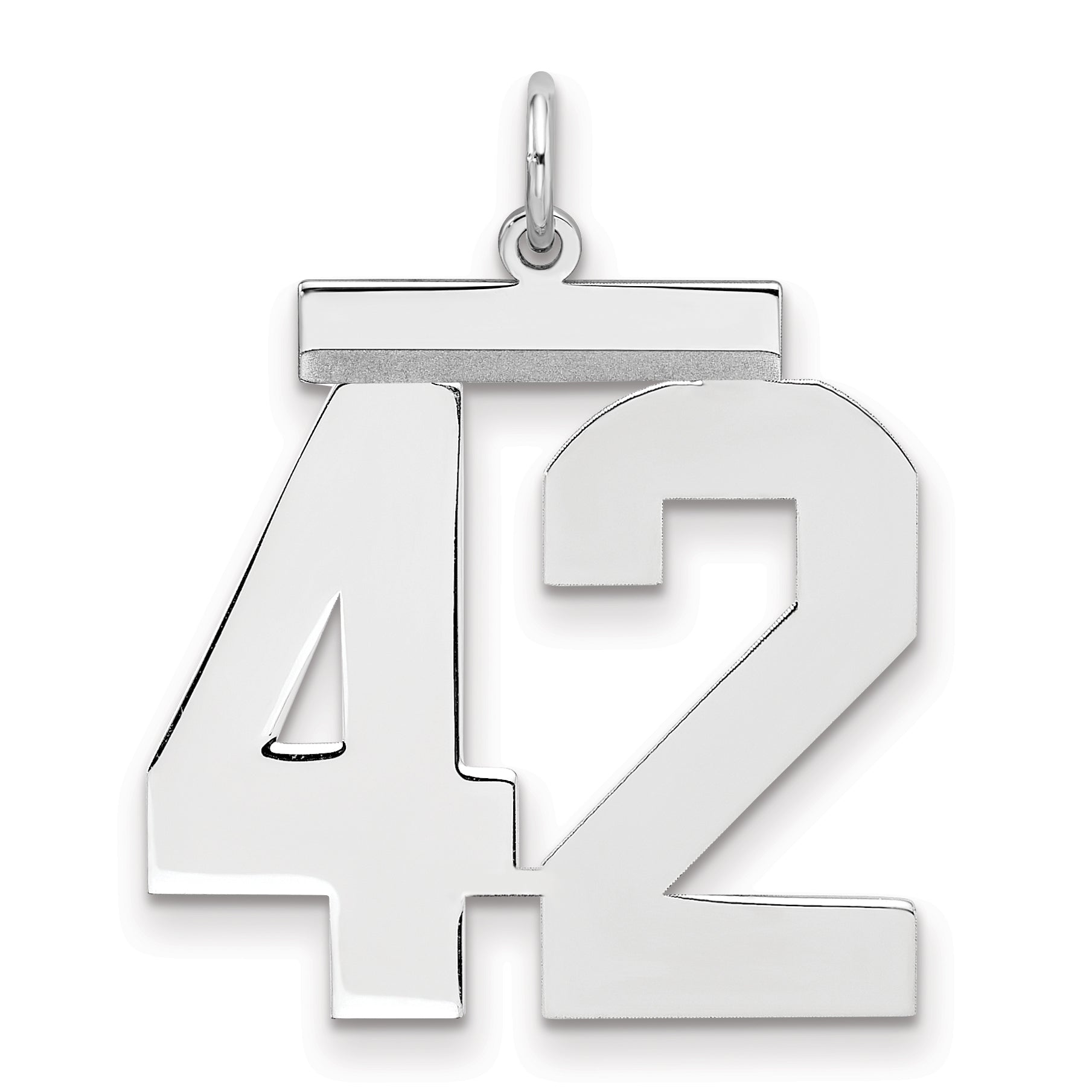 Sterling Silver Silver/Rhodium-Plated Polished Number 42 Charm