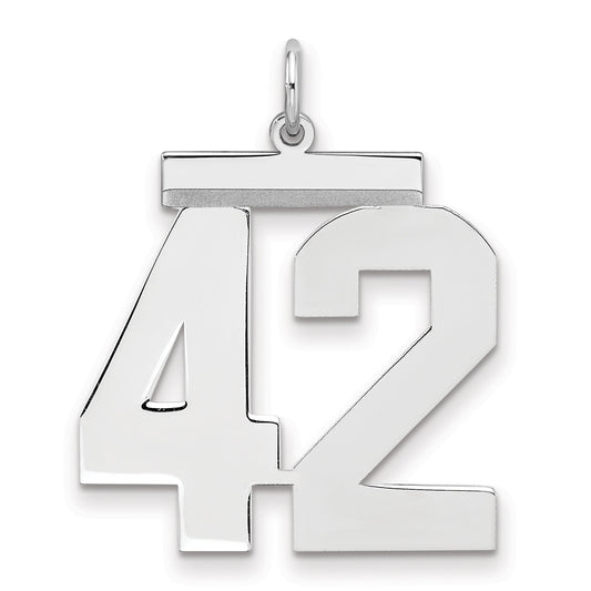 Sterling Silver Silver/Rhodium-Plated Polished Number 42 Charm