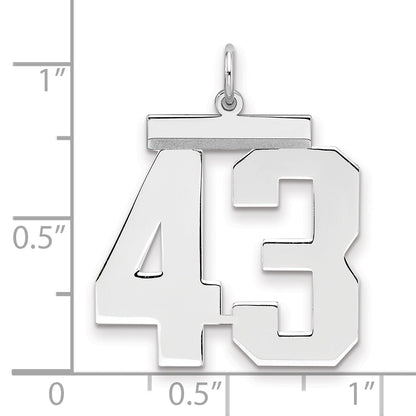 Sterling Silver Silver/Rhodium-Plated Polished Number 43 Charm