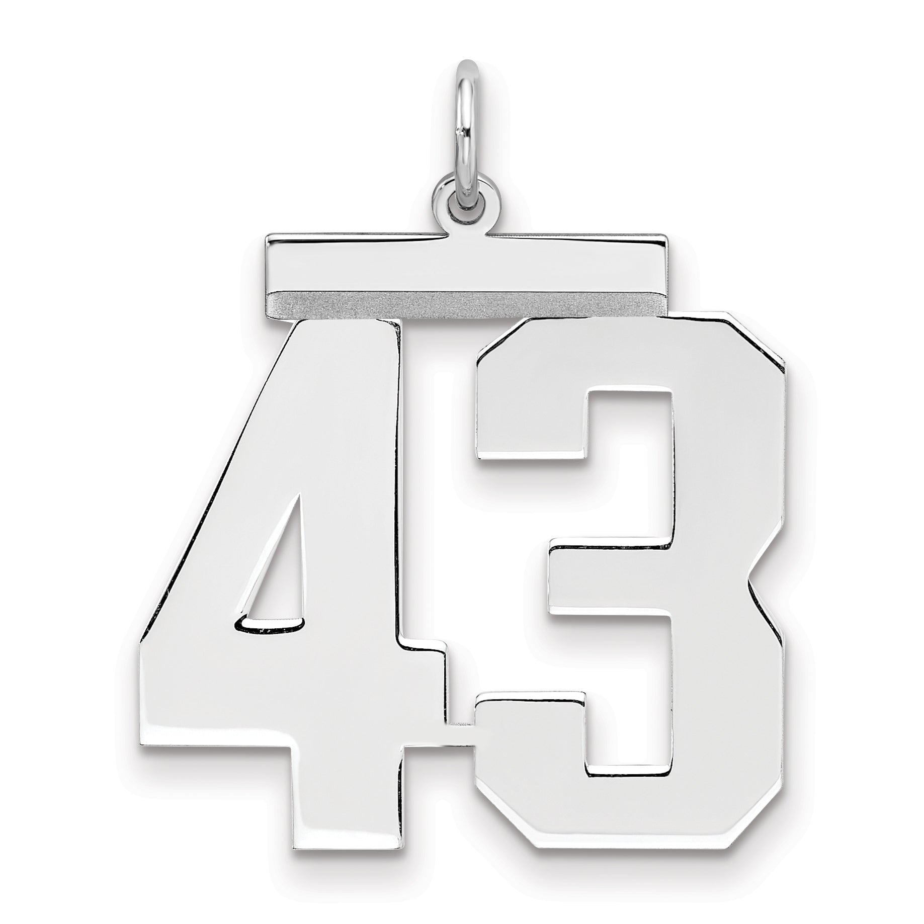 Sterling Silver Silver/Rhodium-Plated Polished Number 43 Charm