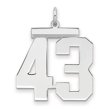 Sterling Silver Silver/Rhodium-Plated Polished Number 43 Charm