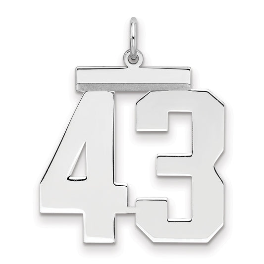 Sterling Silver Silver/Rhodium-Plated Polished Number 43 Charm