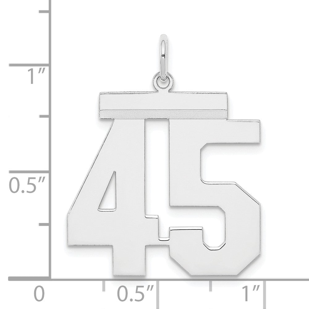 Sterling Silver Silver/Rhodium-Plated Polished Number 45 Charm