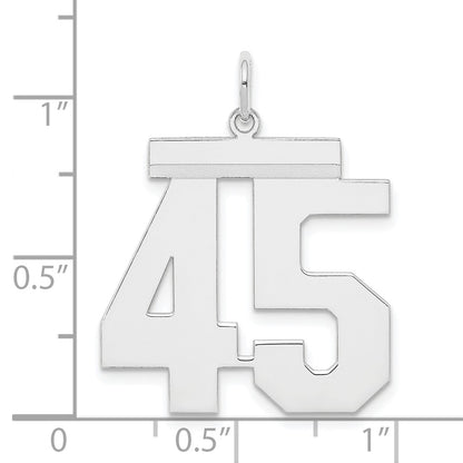 Sterling Silver Silver/Rhodium-Plated Polished Number 45 Charm