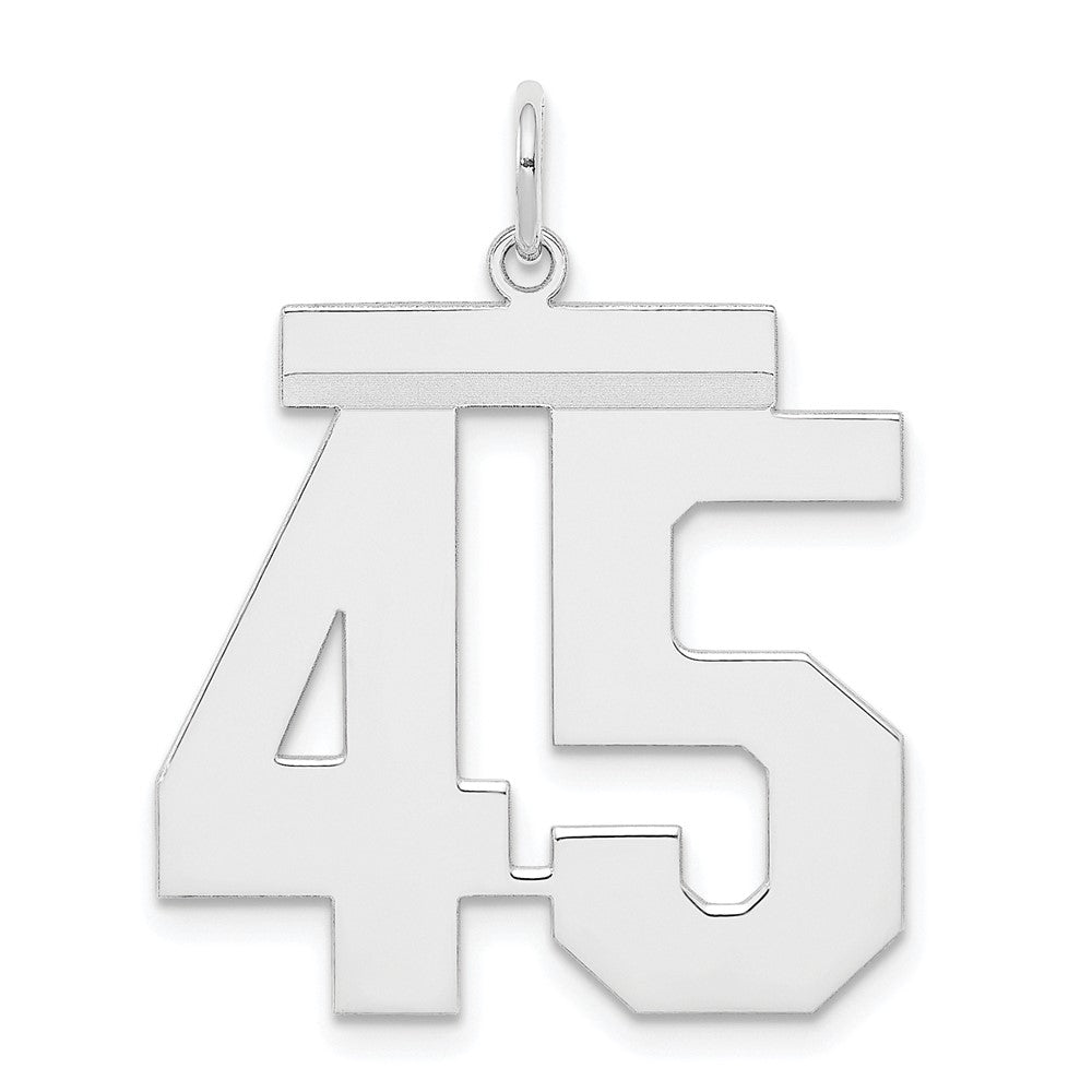 Sterling Silver Silver/Rhodium-Plated Polished Number 45 Charm