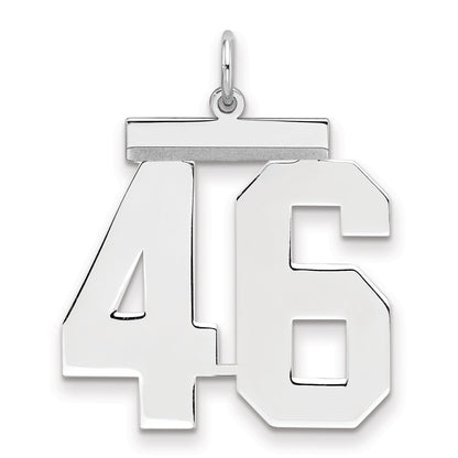 Sterling Silver Silver/Rhodium-Plated Polished Number 46 Charm