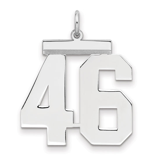 Sterling Silver Silver/Rhodium-Plated Polished Number 46 Charm