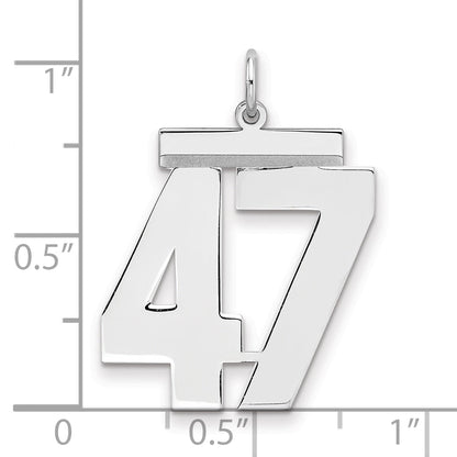 Sterling Silver Silver/Rhodium-Plated Polished Number 47 Charm