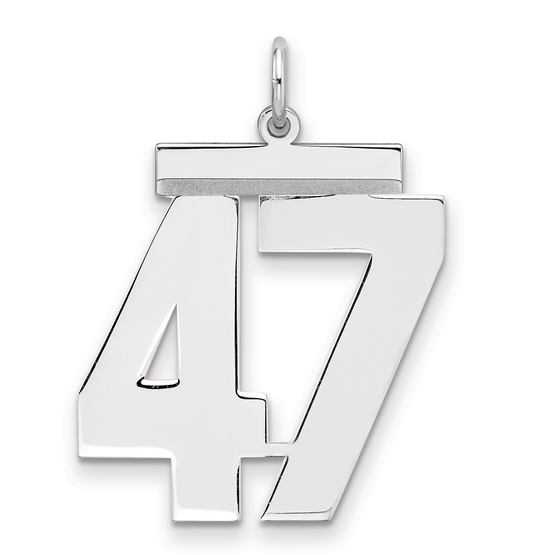 Sterling Silver Silver/Rhodium-Plated Polished Number 47 Charm