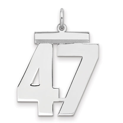 Sterling Silver Silver/Rhodium-Plated Polished Number 47 Charm