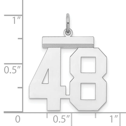 Sterling Silver Silver/Rhodium-Plated Polished Number 48 Charm