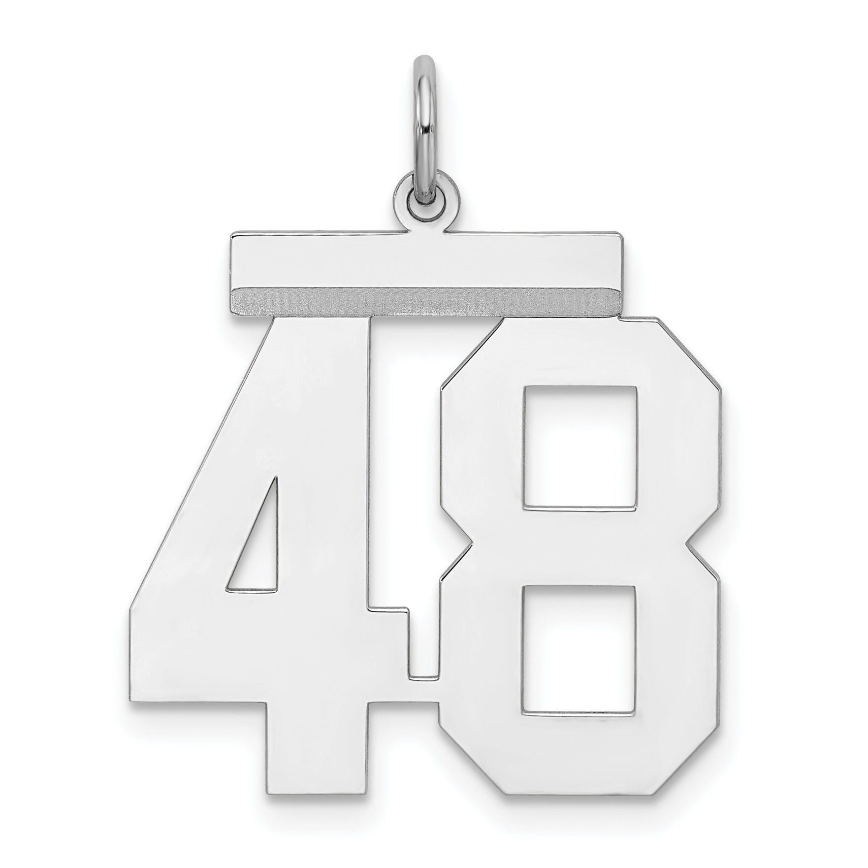 Sterling Silver Silver/Rhodium-Plated Polished Number 48 Charm