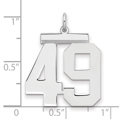 Sterling Silver Silver/Rhodium-Plated Polished Number 49 Charm