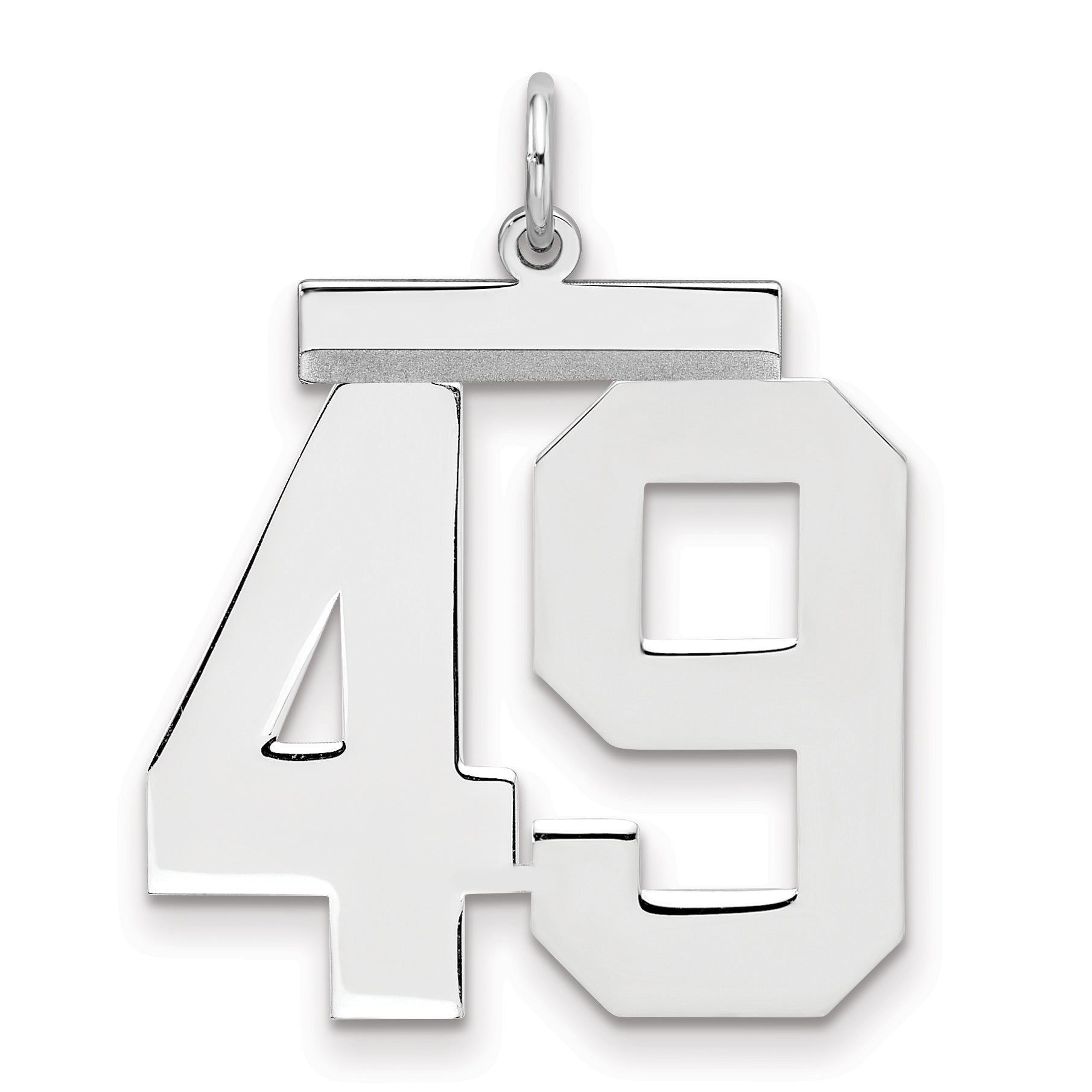 Sterling Silver Silver/Rhodium-Plated Polished Number 49 Charm