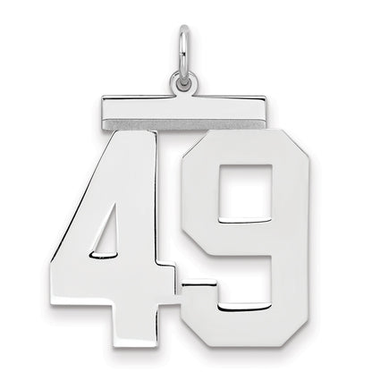 Sterling Silver Silver/Rhodium-Plated Polished Number 49 Charm