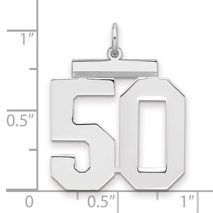 Sterling Silver Silver/Rhodium-Plated Polished Number 50 Charm