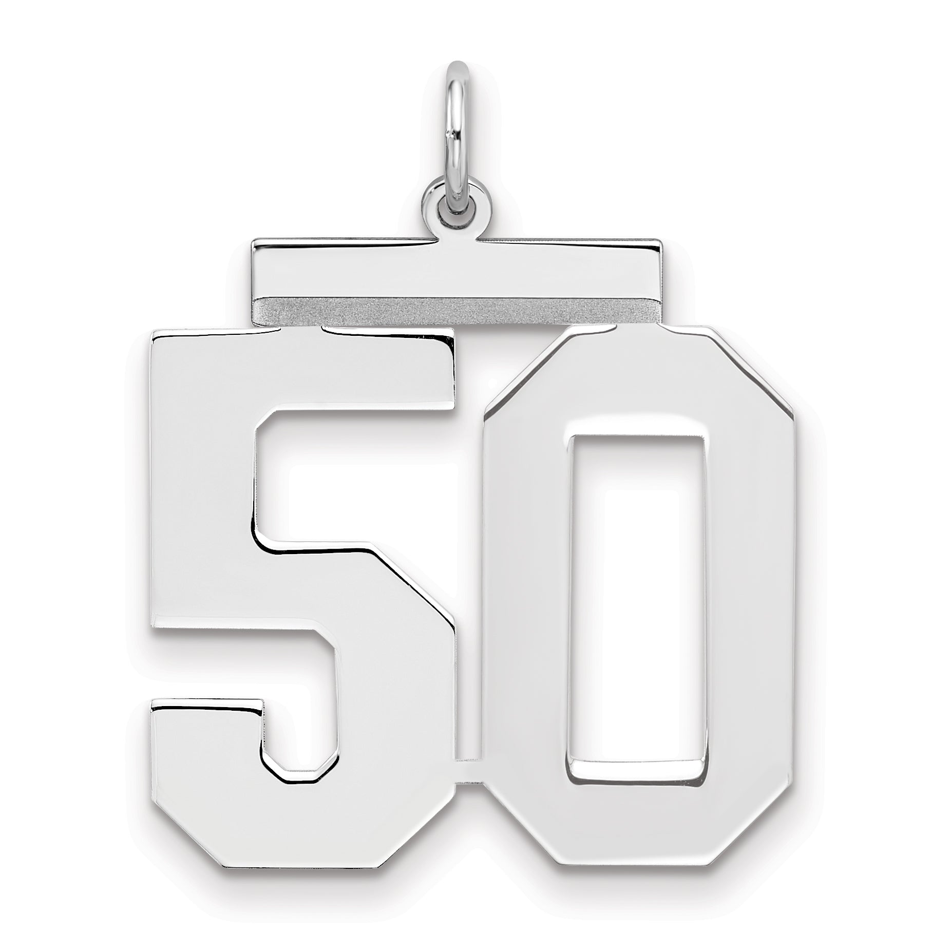 Sterling Silver Silver/Rhodium-Plated Polished Number 50 Charm