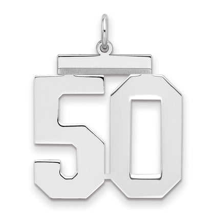 Sterling Silver Silver/Rhodium-Plated Polished Number 50 Charm