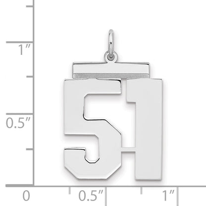 Sterling Silver Silver/Rhodium-Plated Polished Number 51 Charm