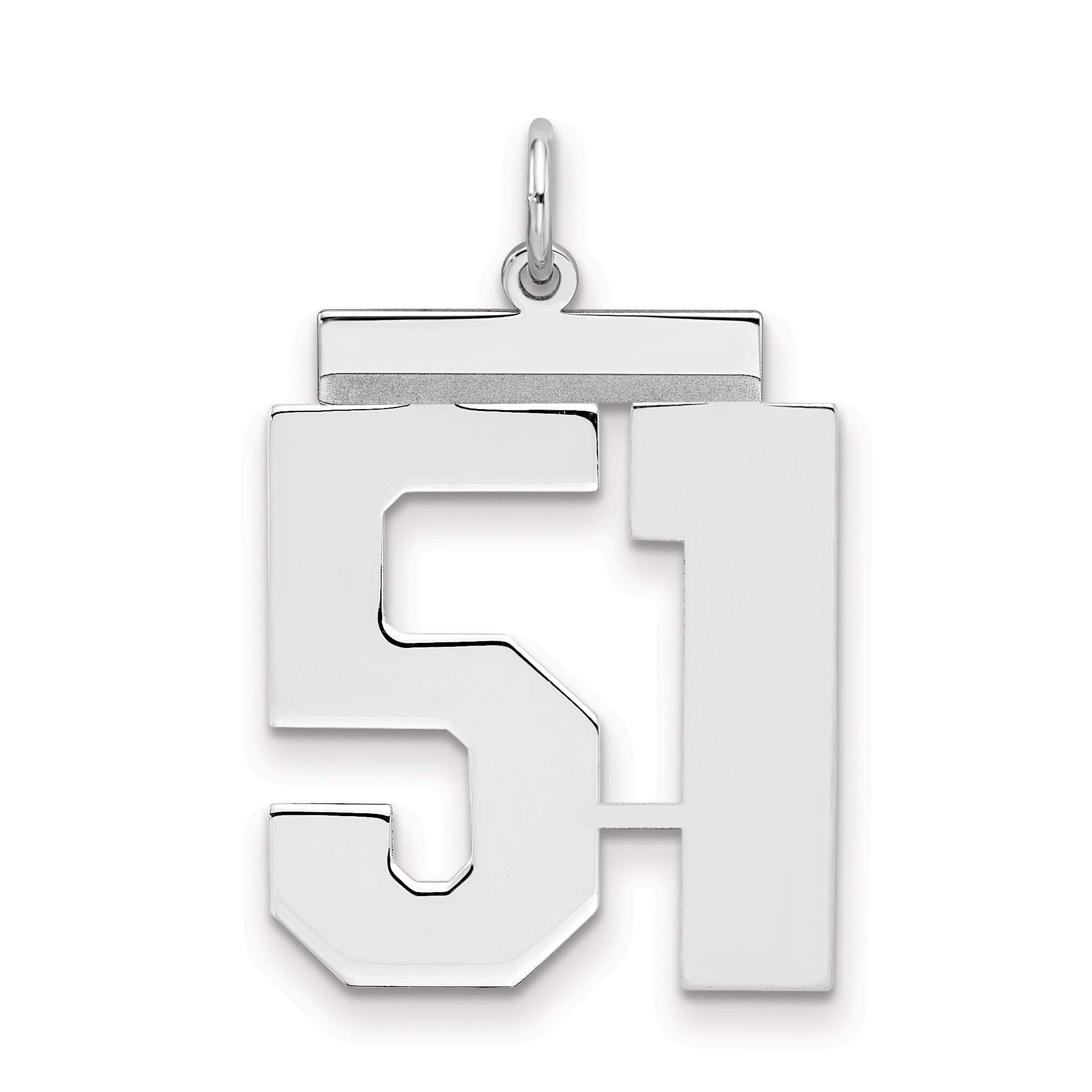 Sterling Silver Silver/Rhodium-Plated Polished Number 51 Charm