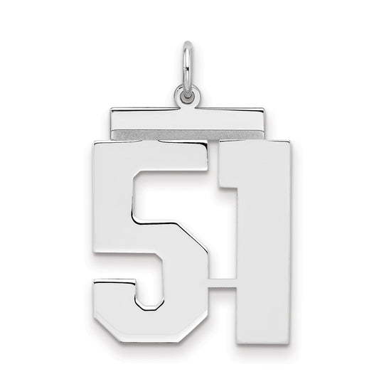 Sterling Silver Silver/Rhodium-Plated Polished Number 51 Charm