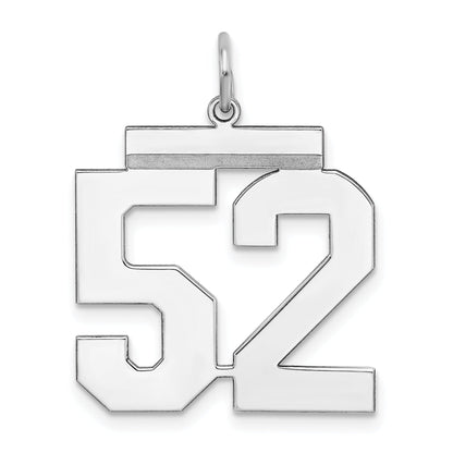 Sterling Silver Silver/Rhodium-Plated Polished Number 52 Charm