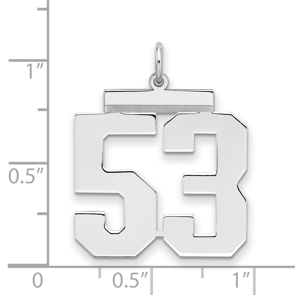 Sterling Silver Silver/Rhodium-Plated Polished Number 53 Charm