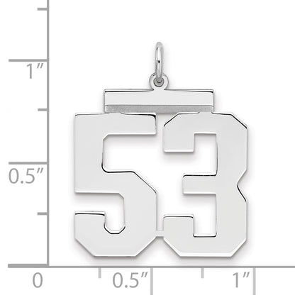 Sterling Silver Silver/Rhodium-Plated Polished Number 53 Charm