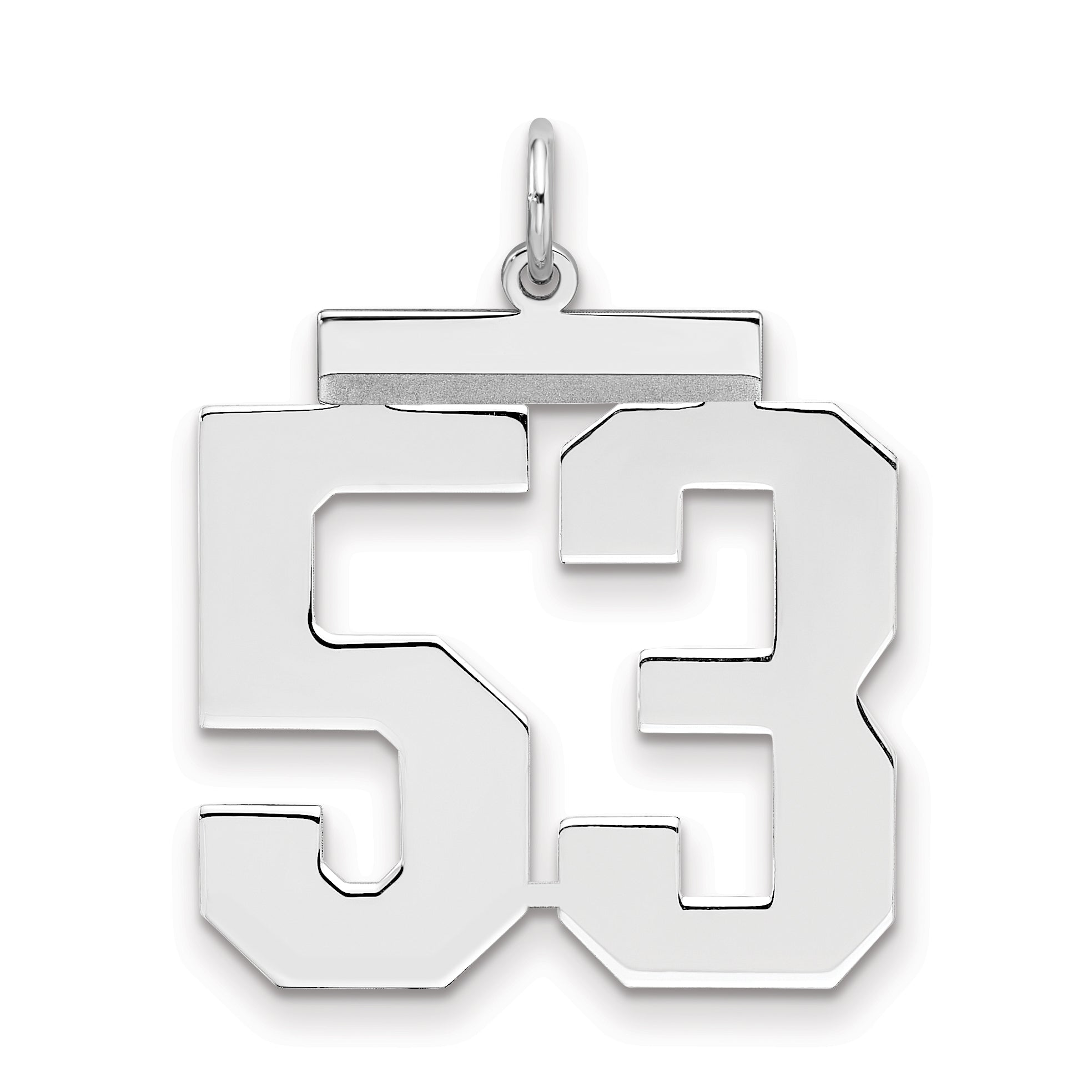 Sterling Silver Silver/Rhodium-Plated Polished Number 53 Charm