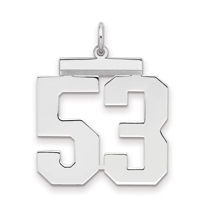Sterling Silver Silver/Rhodium-Plated Polished Number 53 Charm