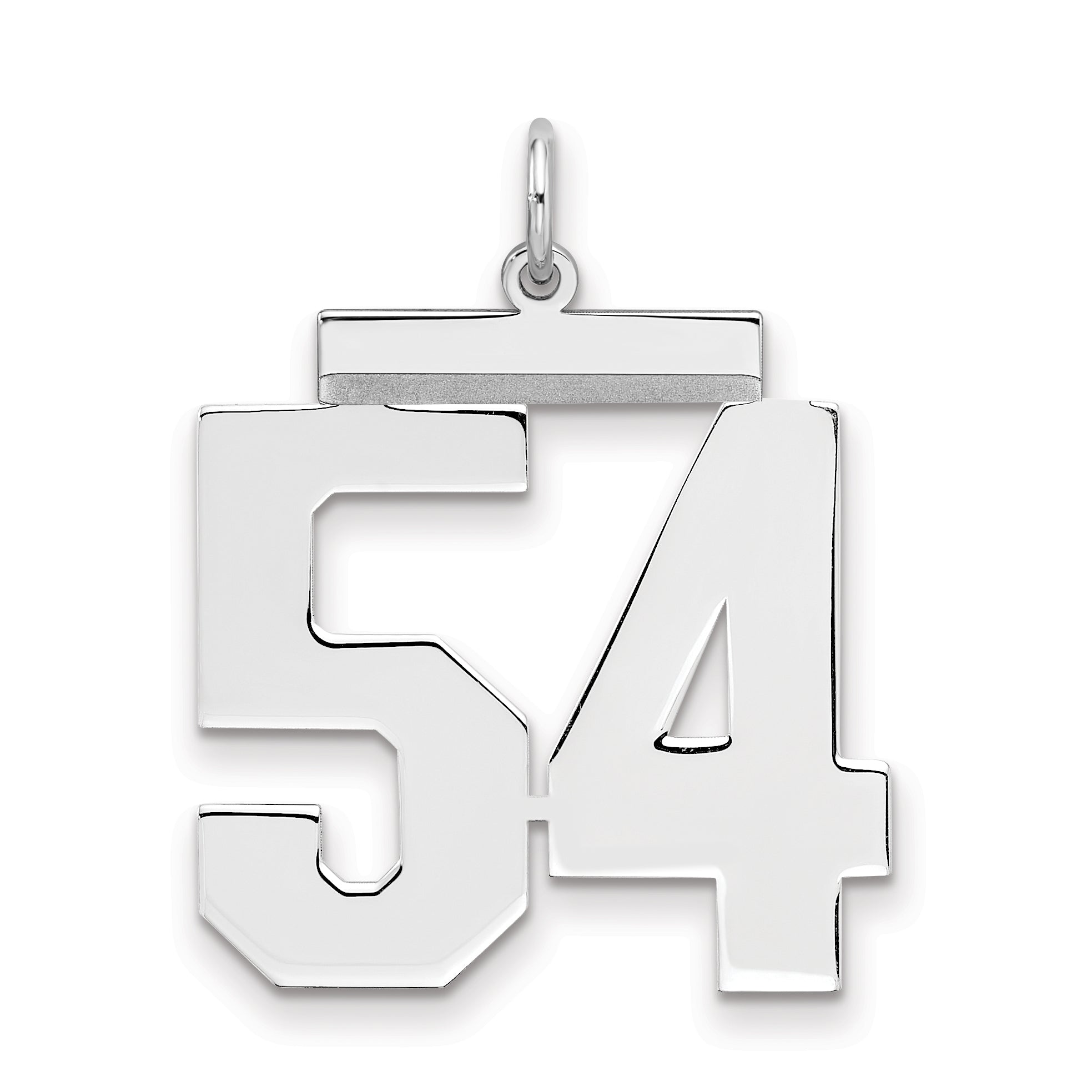 Sterling Silver Silver/Rhodium-Plated Polished Number 54 Charm