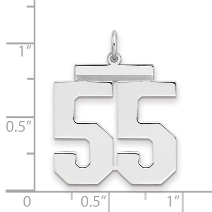 Sterling Silver Silver/Rhodium-Plated Polished Number 55 Charm