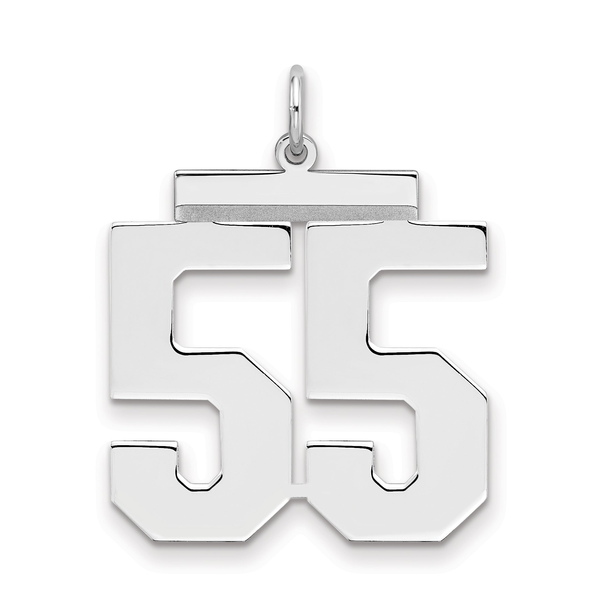 Sterling Silver Silver/Rhodium-Plated Polished Number 55 Charm
