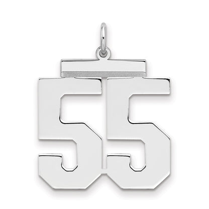Sterling Silver Silver/Rhodium-Plated Polished Number 55 Charm