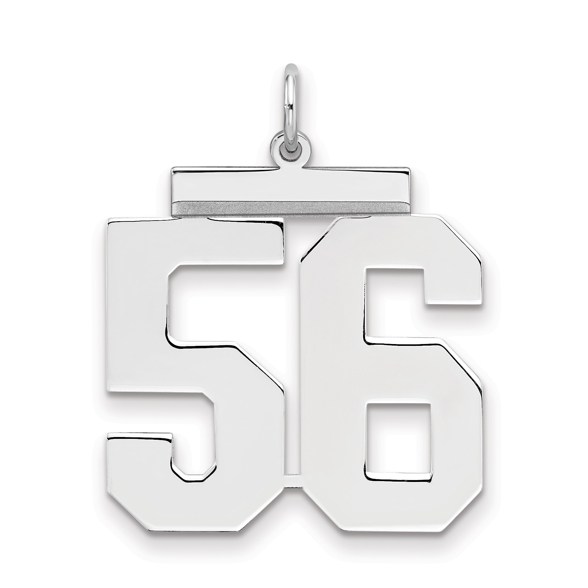 Sterling Silver Silver/Rhodium-Plated Polished Number 56 Charm