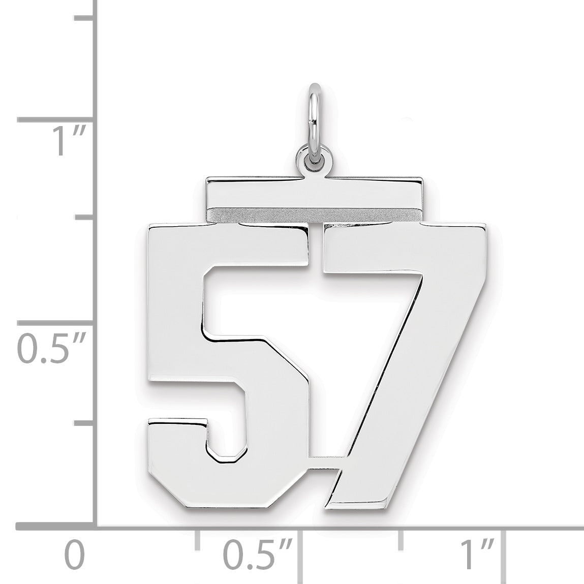 Sterling Silver Silver/Rhodium-Plated Polished Number 57 Charm