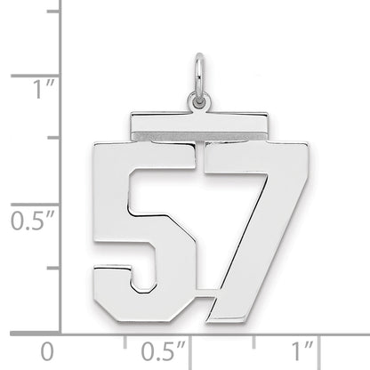 Sterling Silver Silver/Rhodium-Plated Polished Number 57 Charm
