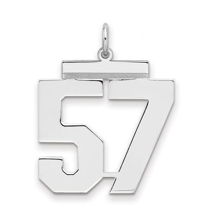 Sterling Silver Silver/Rhodium-Plated Polished Number 57 Charm