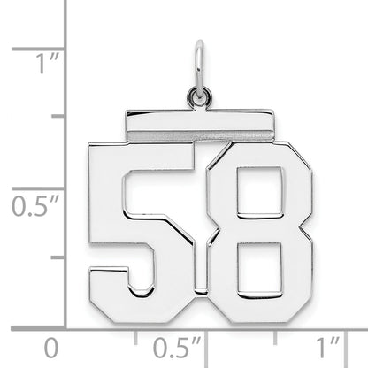 Sterling Silver Silver/Rhodium-Plated Polished Number 58 Charm