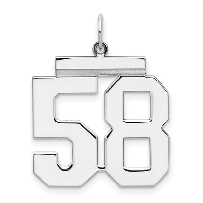 Sterling Silver Silver/Rhodium-Plated Polished Number 58 Charm